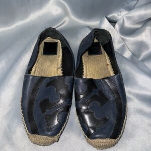 Tory Burch Black and Blue Loafers